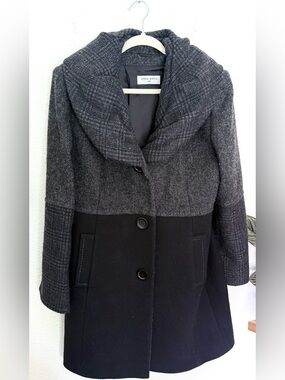 Cinzia Rocca Coat Wool Cashmere Envelope Collar Houndstooth Jacket Sz 10